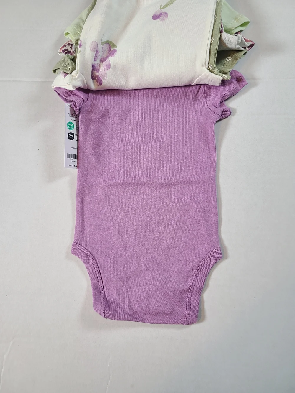 Carter's Baby Girl One Piece Set Of 5- Green & Purple NWT 3 Months